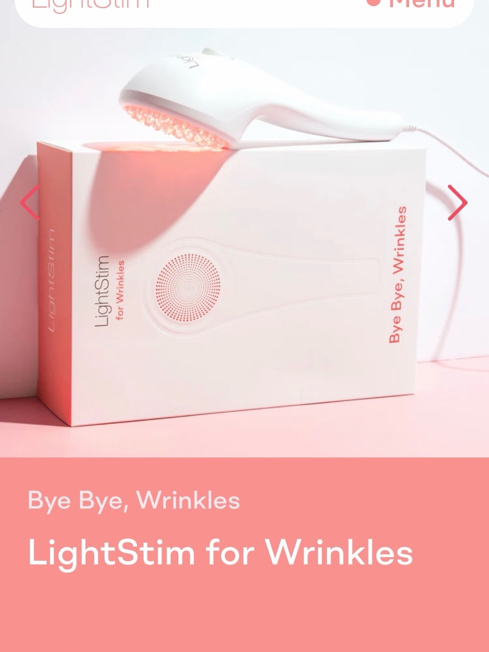 LightStim for Wrinkles LED Handheld Device - White with Pink Light